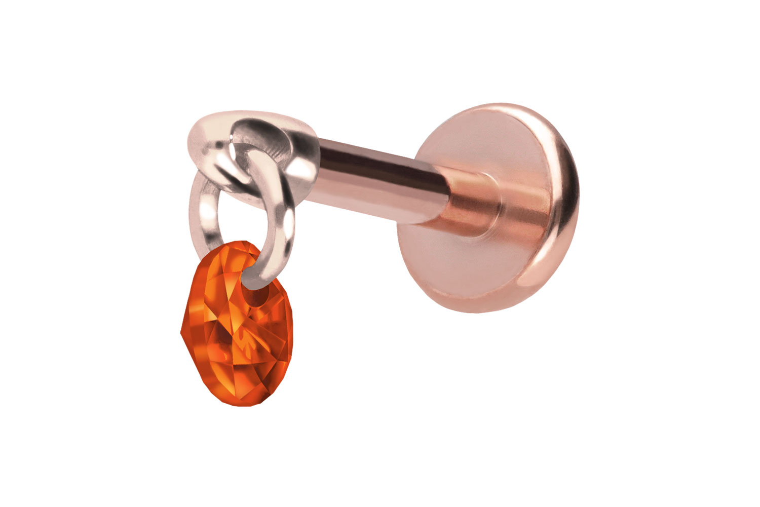 Titan Labret Piercing mit Push Fit RUNDER KRISTALL